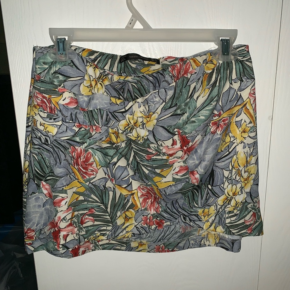 Zara Tropical Wrap Mini Skirt